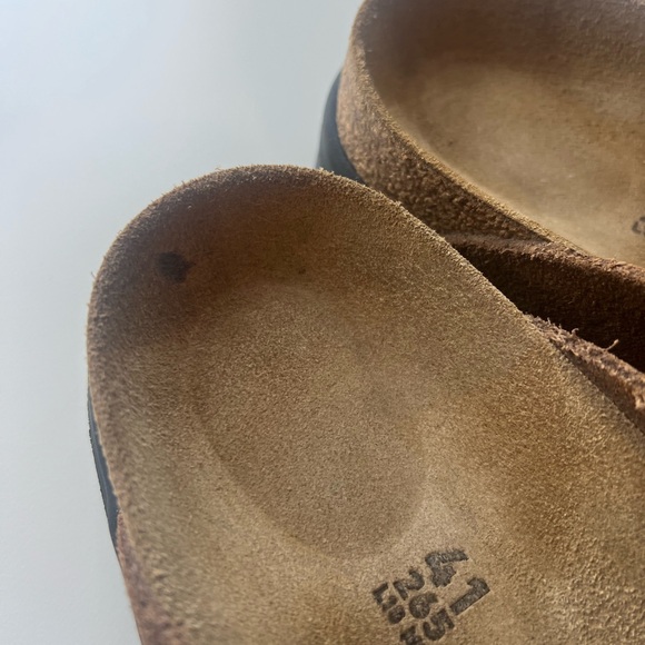 Birkenstock Boston Chunky Sole Dark Tea Suede Leather Brown Clogs 41 Womens 10 - Picture 12 of 12